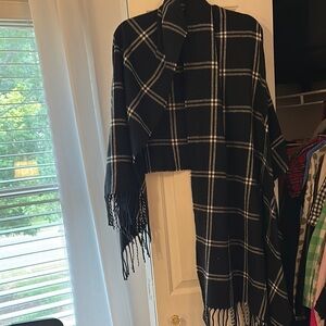 Black and White Plaid Shawl